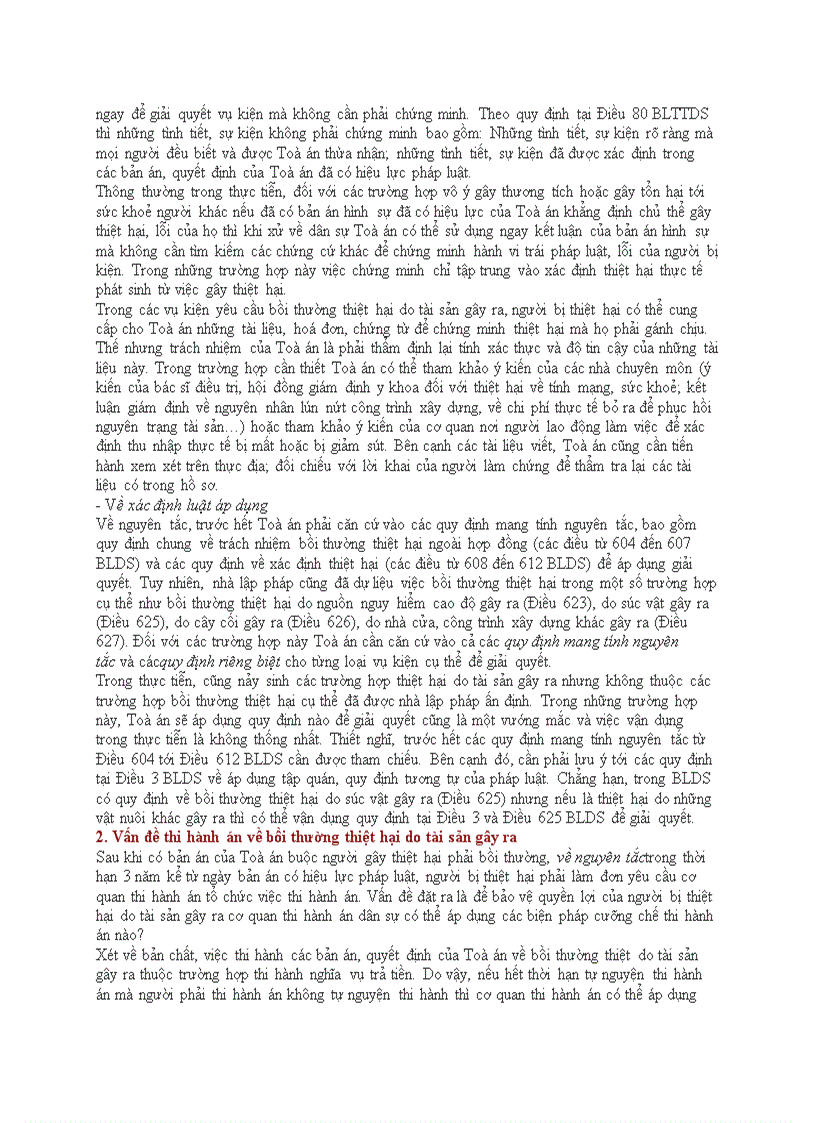 image for page Một số vấn đề về thủ tục giải quyết tranh chấp và thi hành án về bồi thường thiệt hại do tài sản gây ra