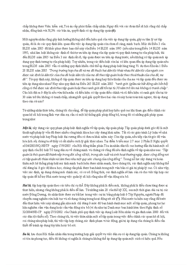 image for page Tập quán và việc thực hiện nguyên tắc áp dụng tập quán trong bộ luật dân sự năm 2005