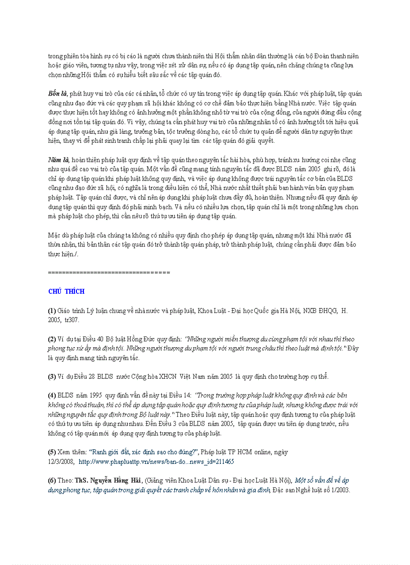 image for page Tập quán và việc thực hiện nguyên tắc áp dụng tập quán trong bộ luật dân sự năm 2005
