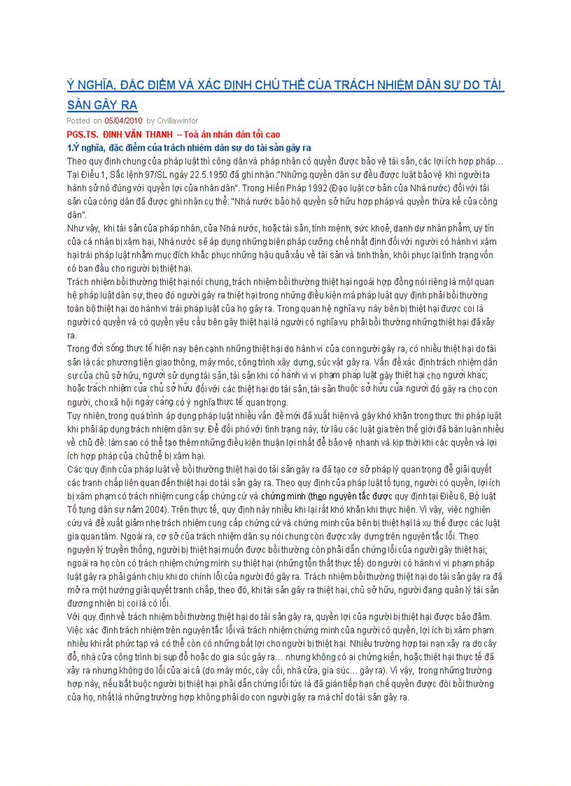 image for page Ý nghĩa đặc điểm và xác định chủ thể của trách nhiệm dân sự do tài sản gây ra