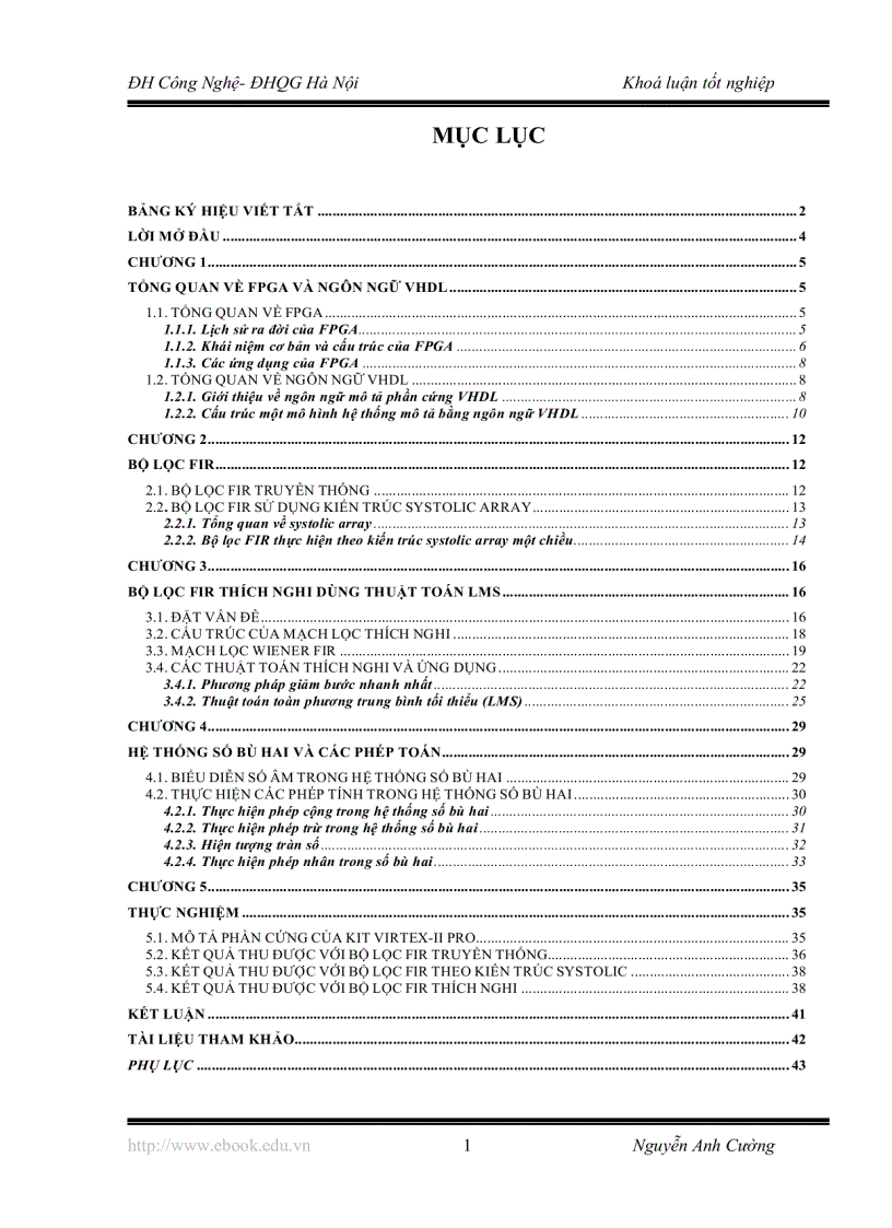 image for page Bộ lọc FIR thích nghi dùng thuật toán LMS