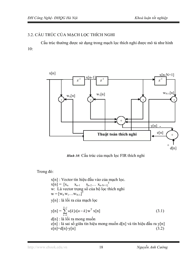 image for page Bộ lọc FIR thích nghi dùng thuật toán LMS