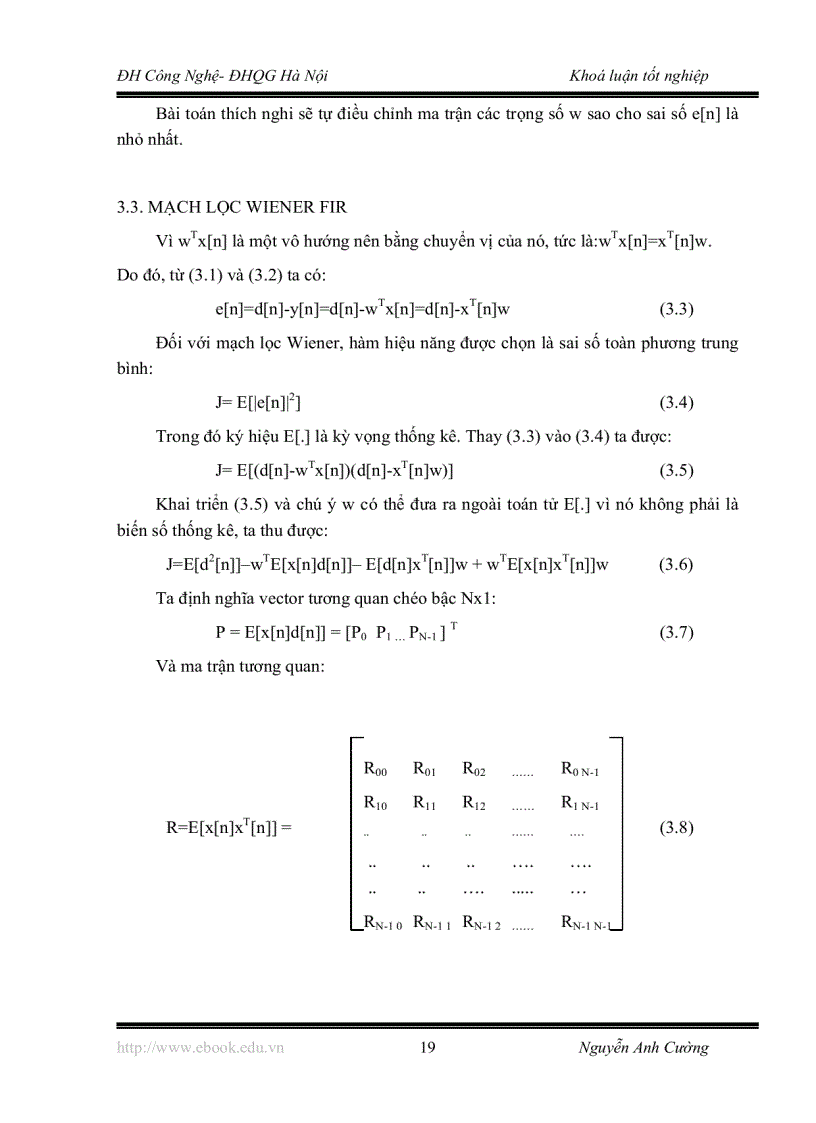 image for page Bộ lọc FIR thích nghi dùng thuật toán LMS