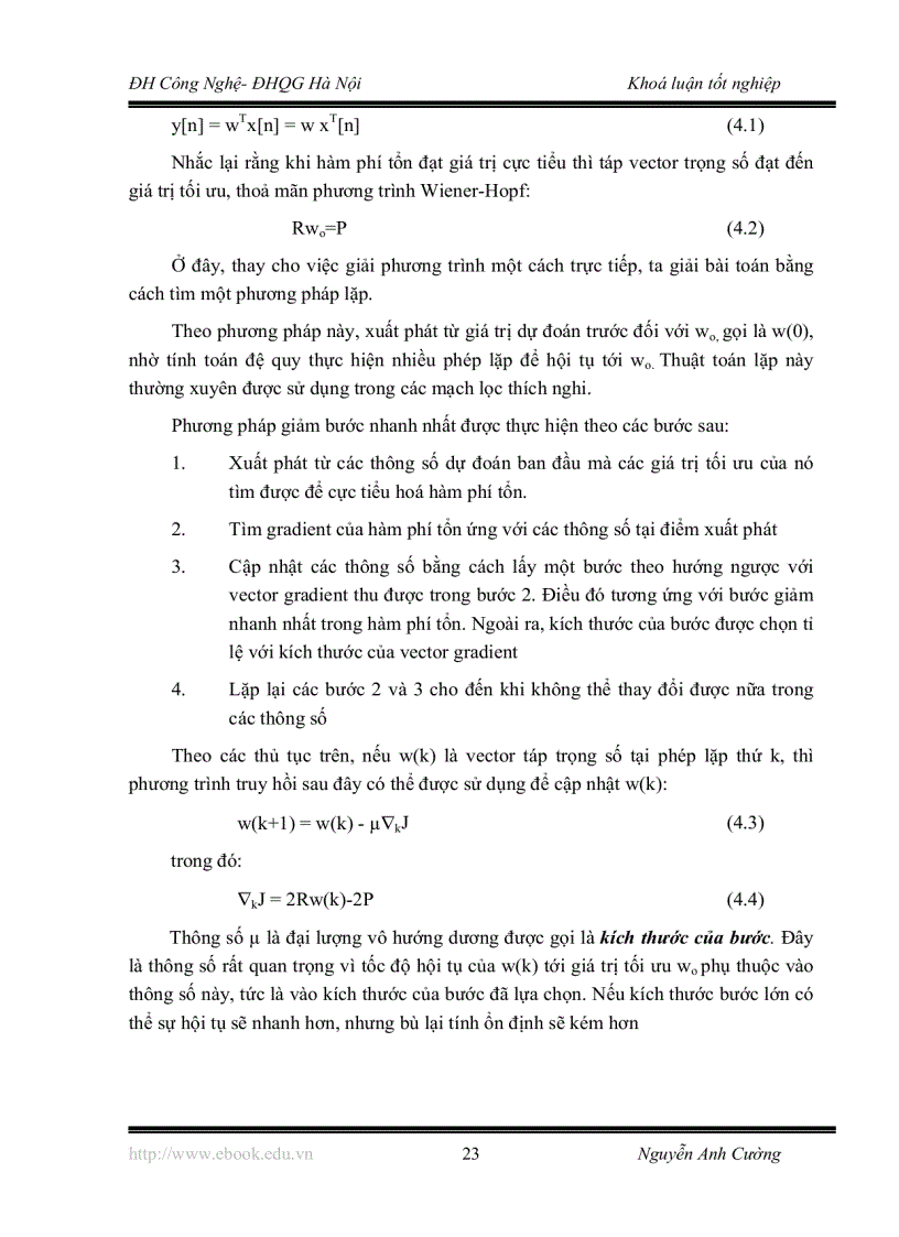 image for page Bộ lọc FIR thích nghi dùng thuật toán LMS