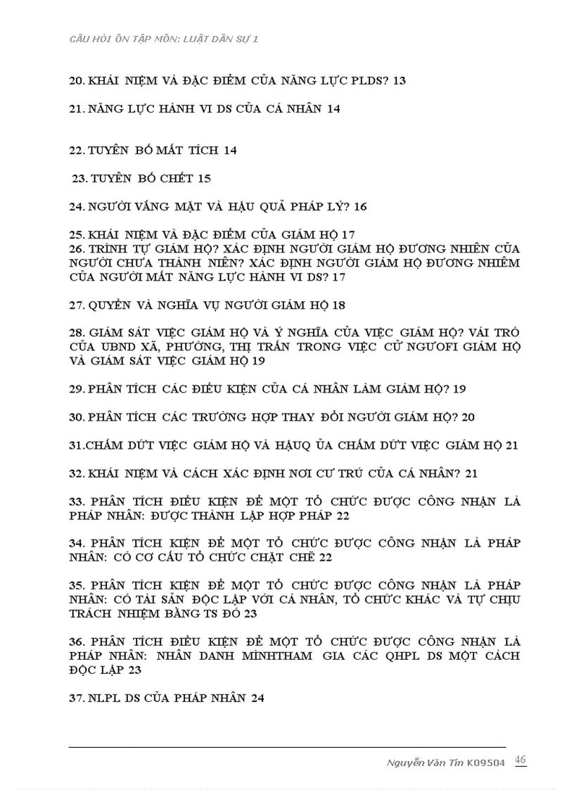 image for page Câu hỏi ôn tập môn Luật dân sự