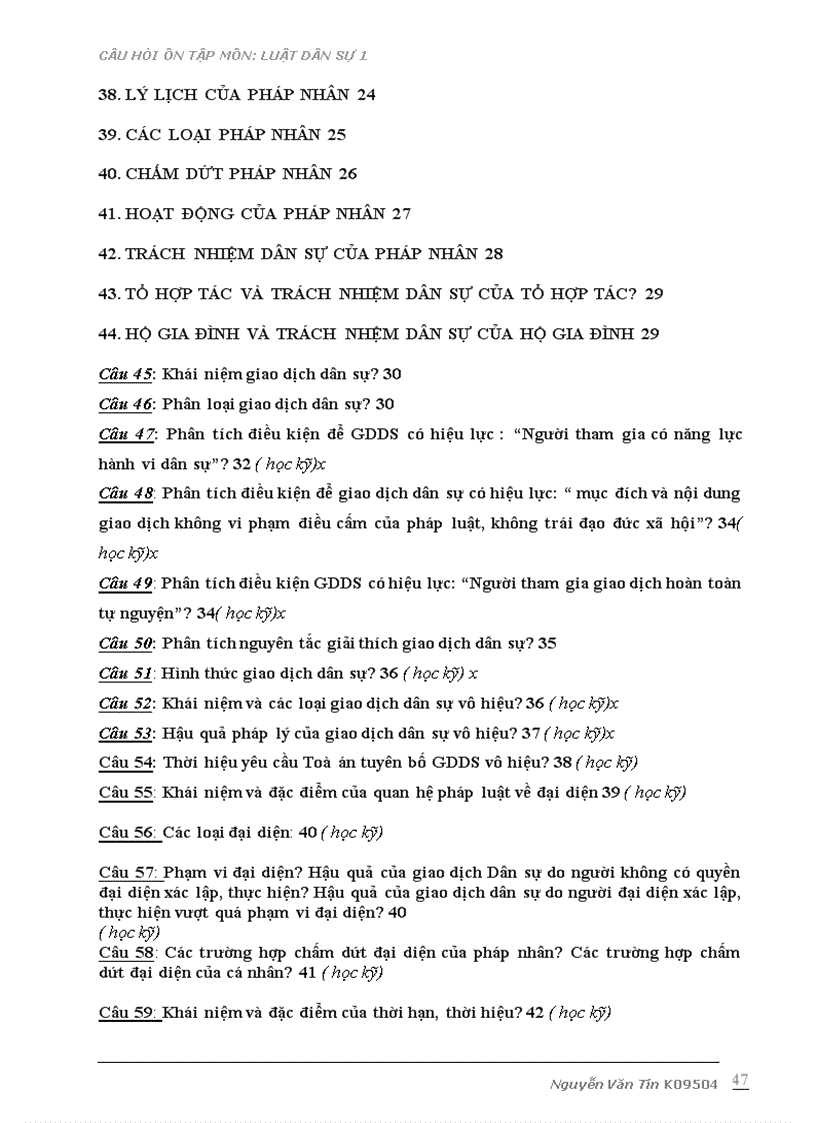 image for page Câu hỏi ôn tập môn Luật dân sự