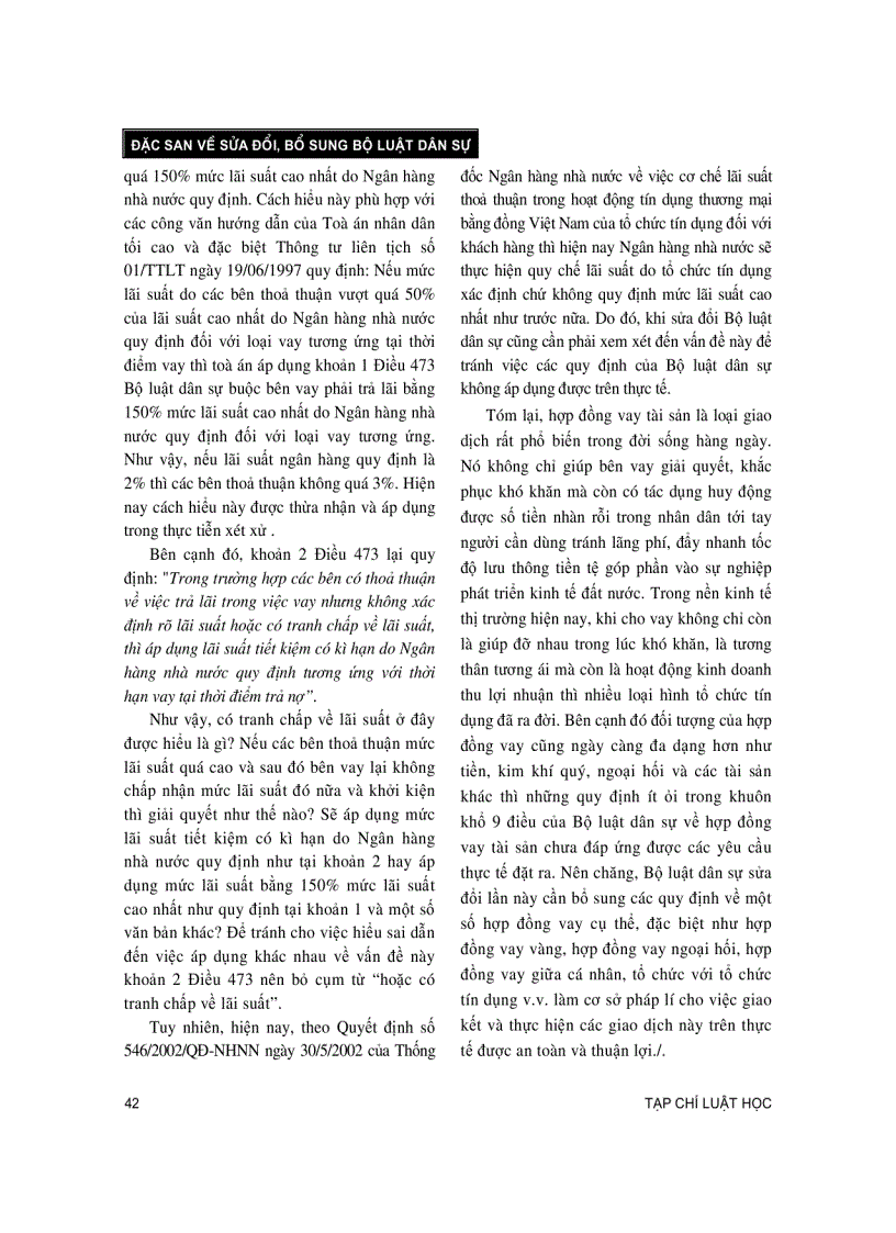 image for page Cần sửa đổi bổ sung một số điều về hợp đồng vay tài sản trong bộ luật dân sự