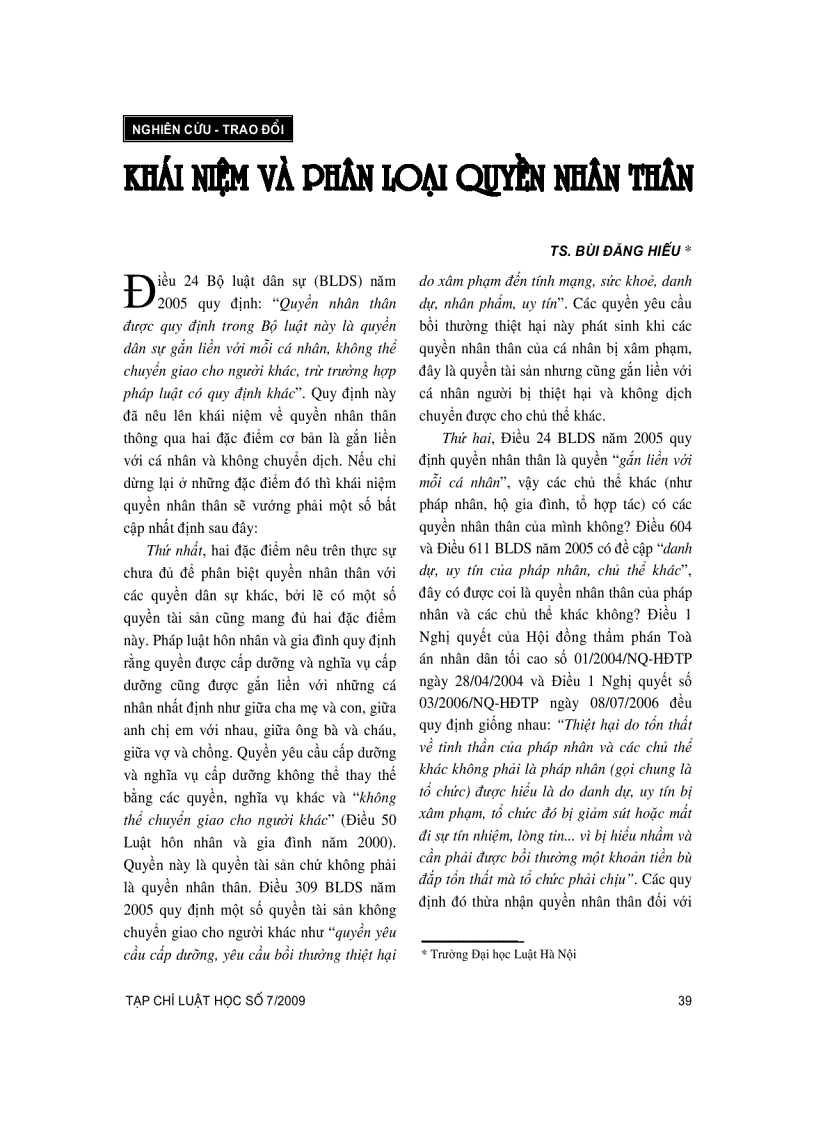 image for page Khái niệm và phân loại quyền nhân thân