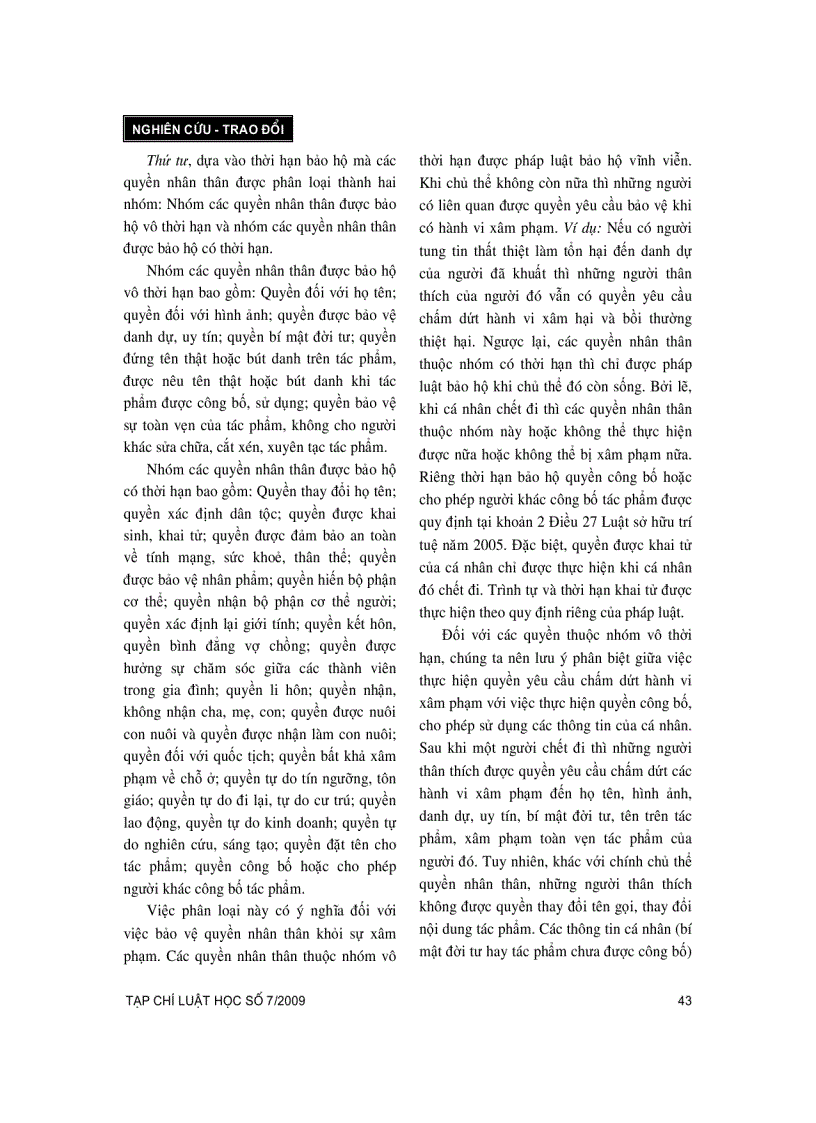 image for page Khái niệm và phân loại quyền nhân thân