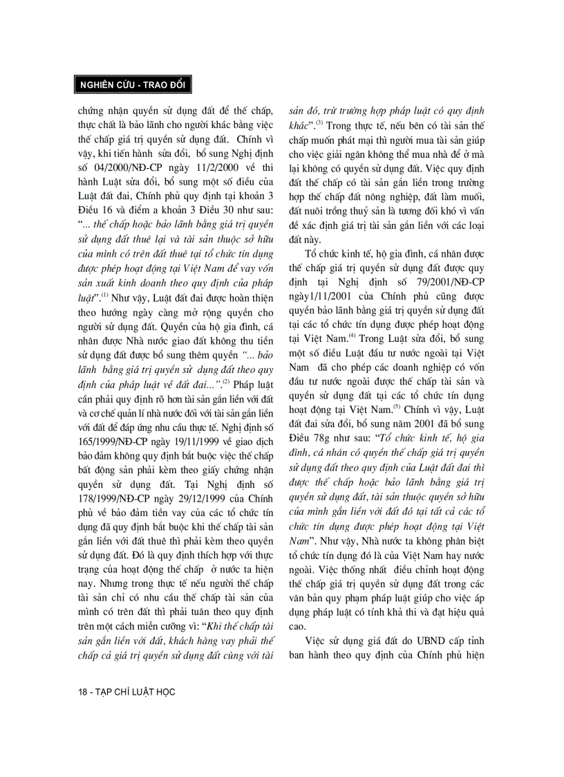 image for page Xử lý tài sản thế chấp là giá trị quyền sử dụng đất để bảo đảm tiền vay trong ngân hàng và các tổ chức tín dụng