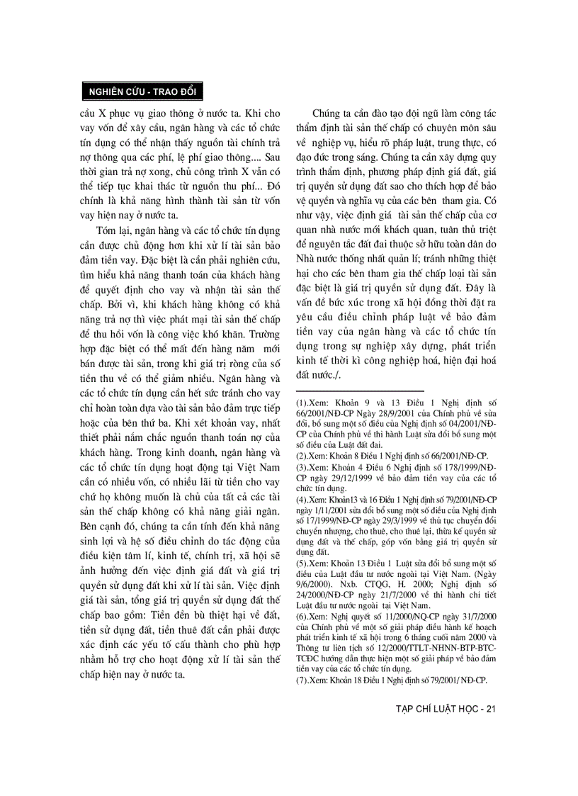 image for page Xử lý tài sản thế chấp là giá trị quyền sử dụng đất để bảo đảm tiền vay trong ngân hàng và các tổ chức tín dụng