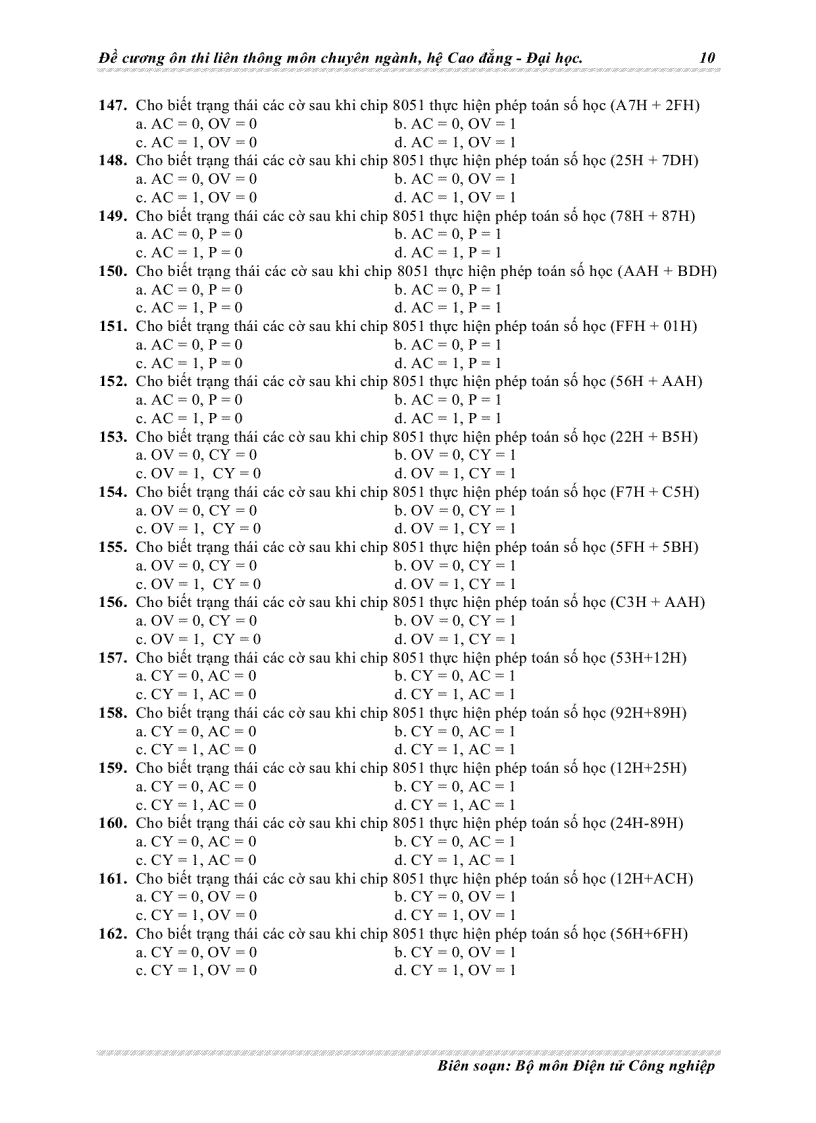 image for page Đề cương ôn thi liên thông chuyên ngành điện tử môn vi xử lý