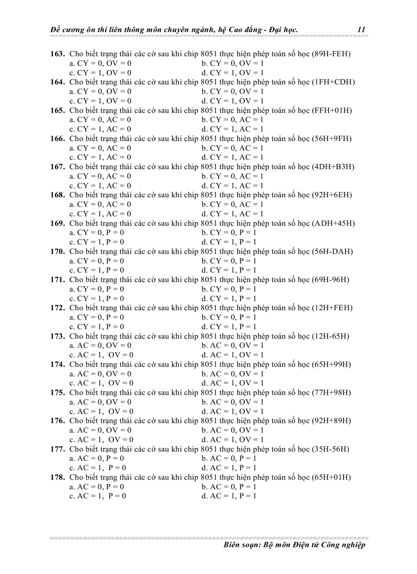 image for page Đề cương ôn thi liên thông chuyên ngành điện tử môn vi xử lý