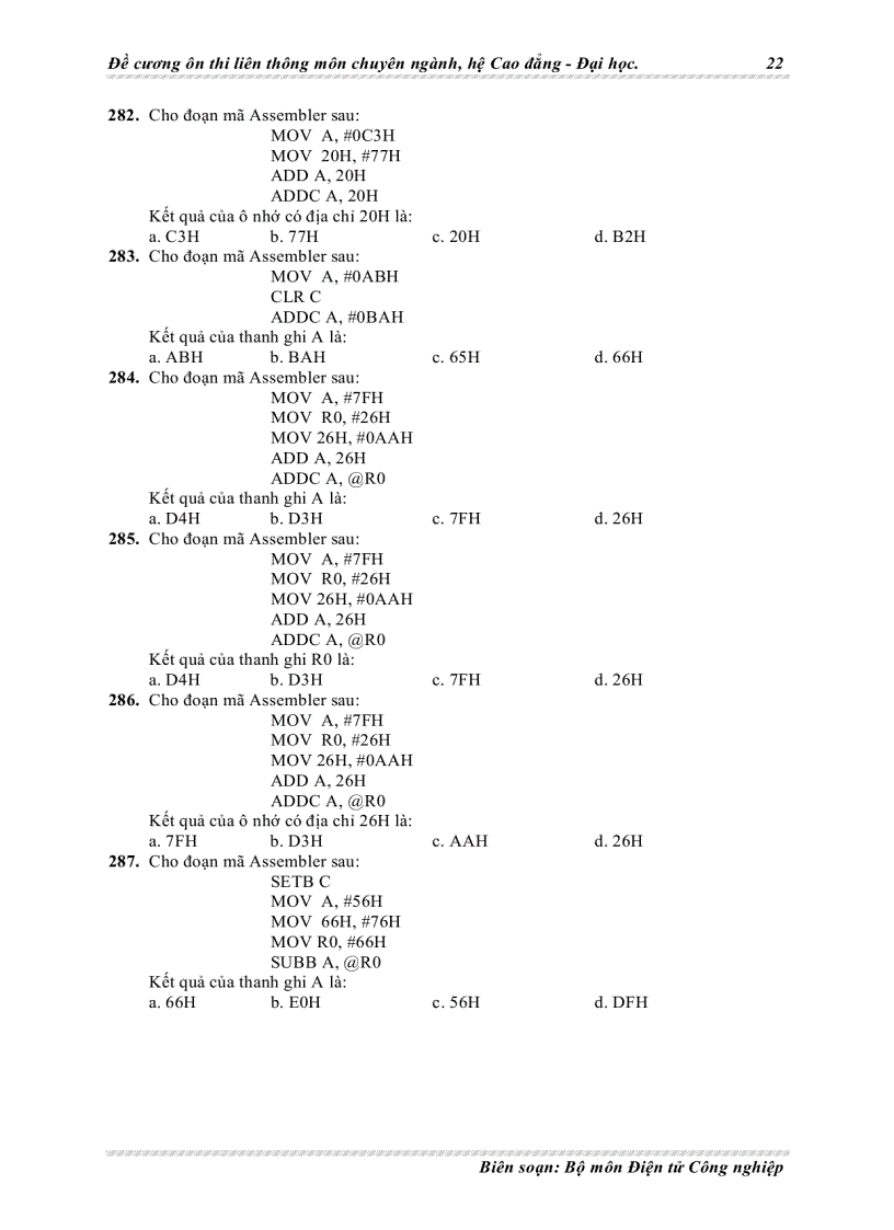 image for page Đề cương ôn thi liên thông chuyên ngành điện tử môn vi xử lý
