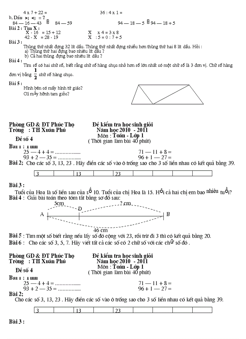 image for page Đề kiểm tra học sinh giỏi Trường Năm học 2010 20 Môn Toán Lớp 5 trường Xuân phú