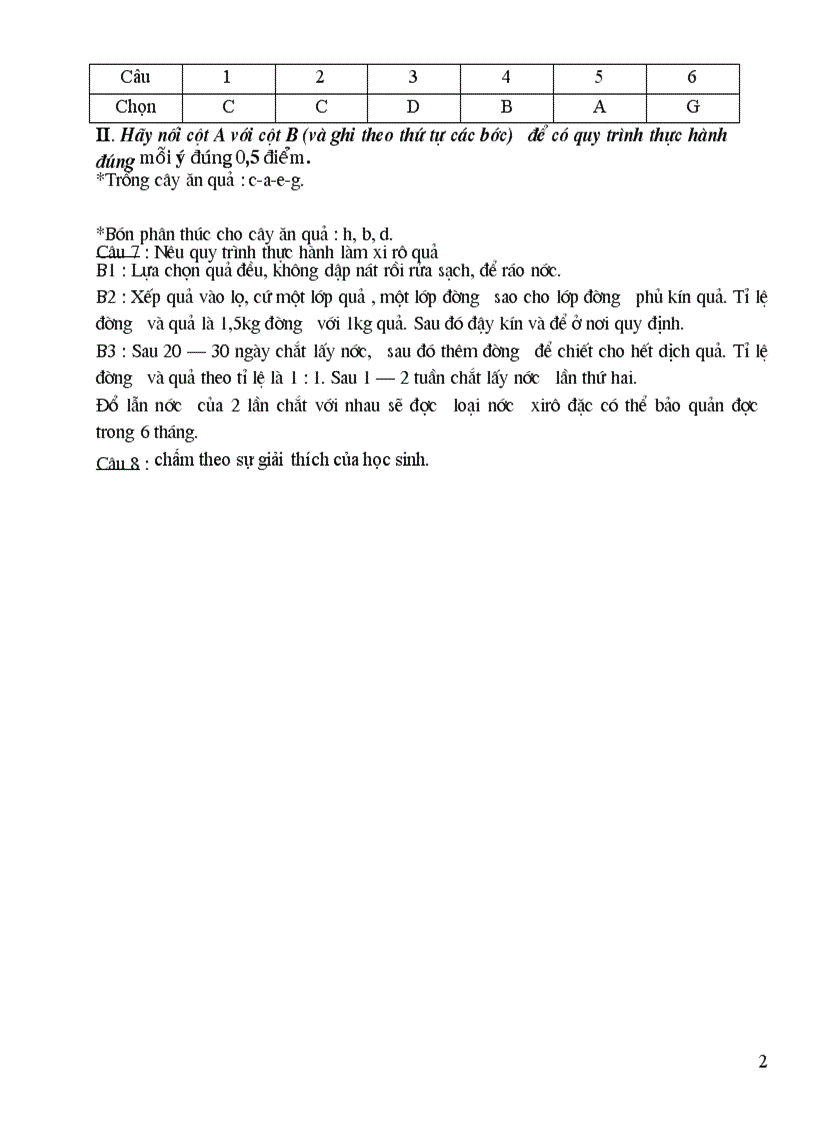 image for page KIỂM TRA HỌC KÌ II Năm học 2010 2011 Môn thi Công nghệ Thời gian 45 phút