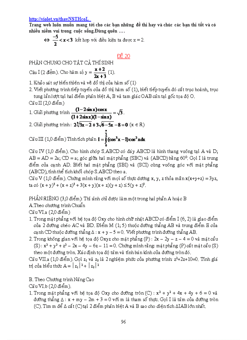 image for page Tuyển tập các đề thi thử Đh môn toán