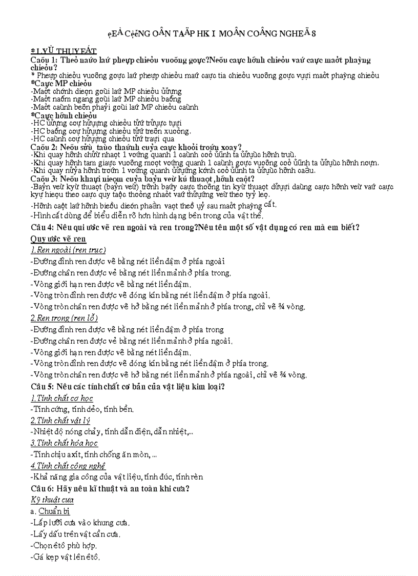 image for page Đề cương ôn tập hk i môn công nghệ 8