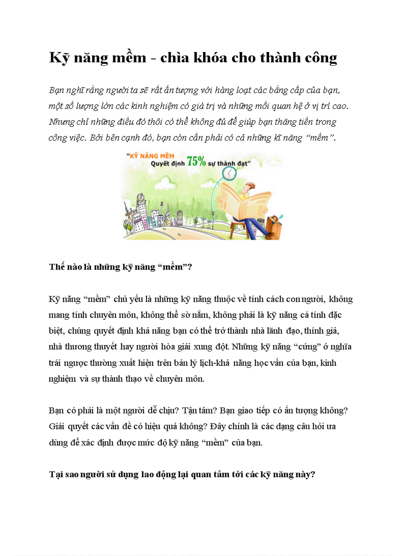 image for page Kỹ năng mềm chìa khóa cho thành công