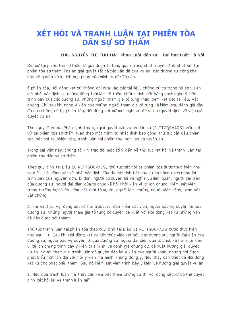 image for page Xét hỏi và tranh luận tại phiên tòa dân sự sơ thẩm