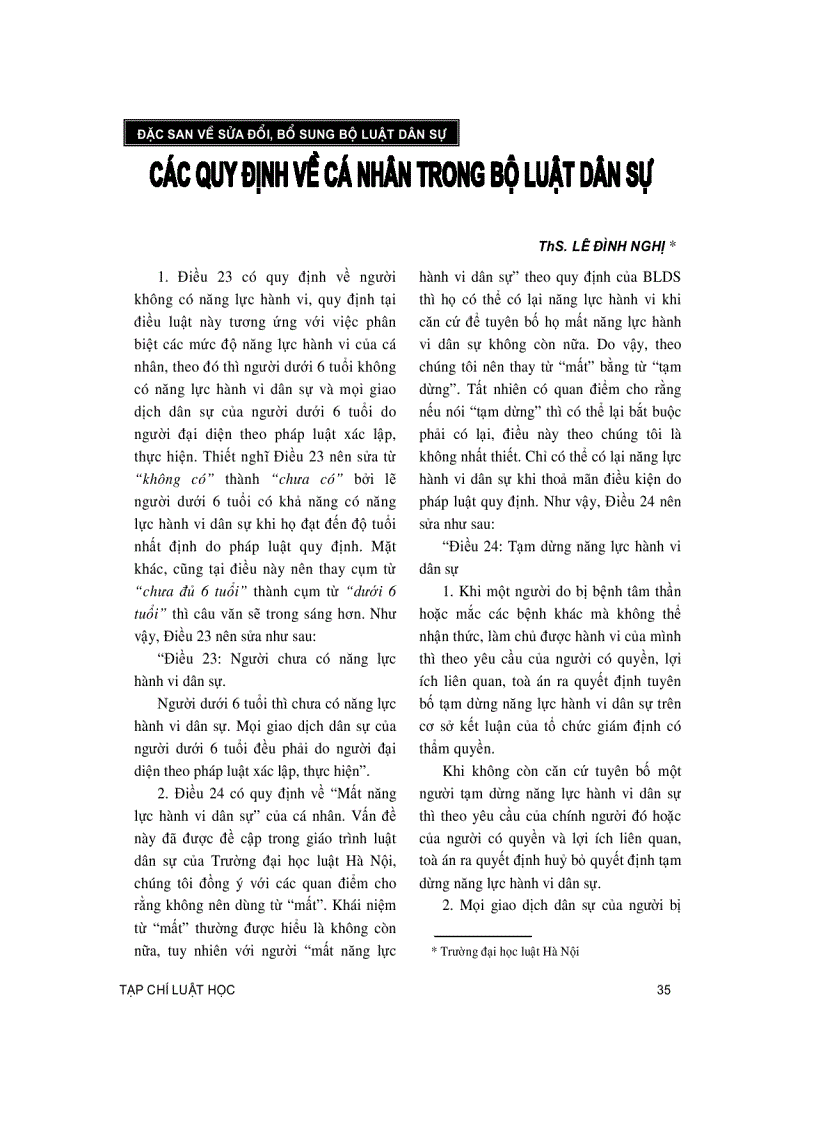 image for page Các quy định về cá nhân trong bộ luật dân sự