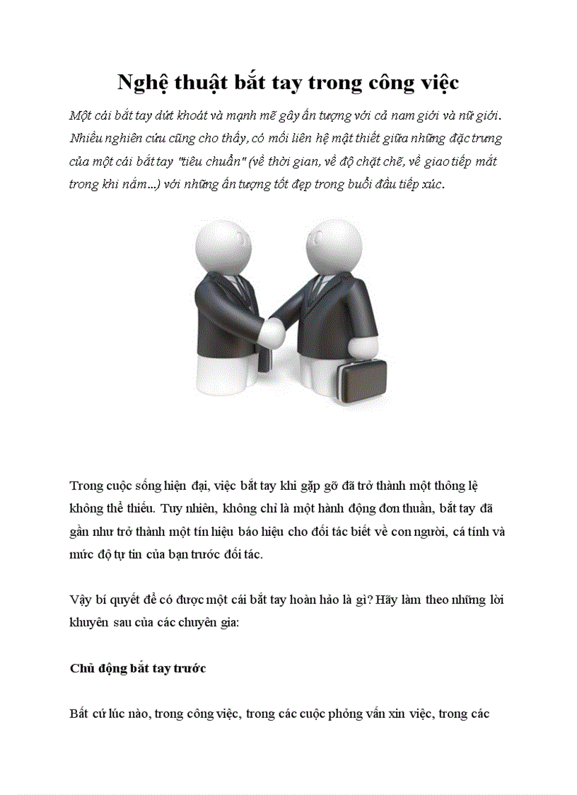 image for page Nghệ thuật bắt tay trong công việc