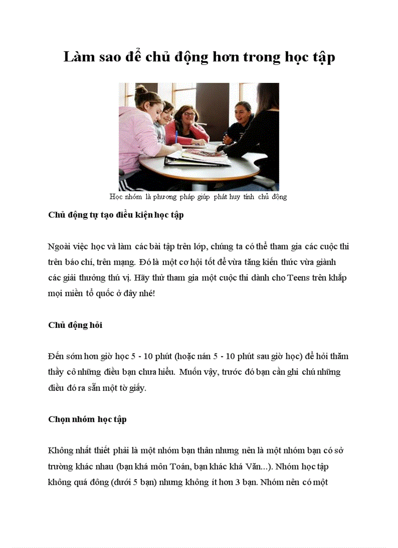 image for page Làm sao để chủ động hơn trong học tập