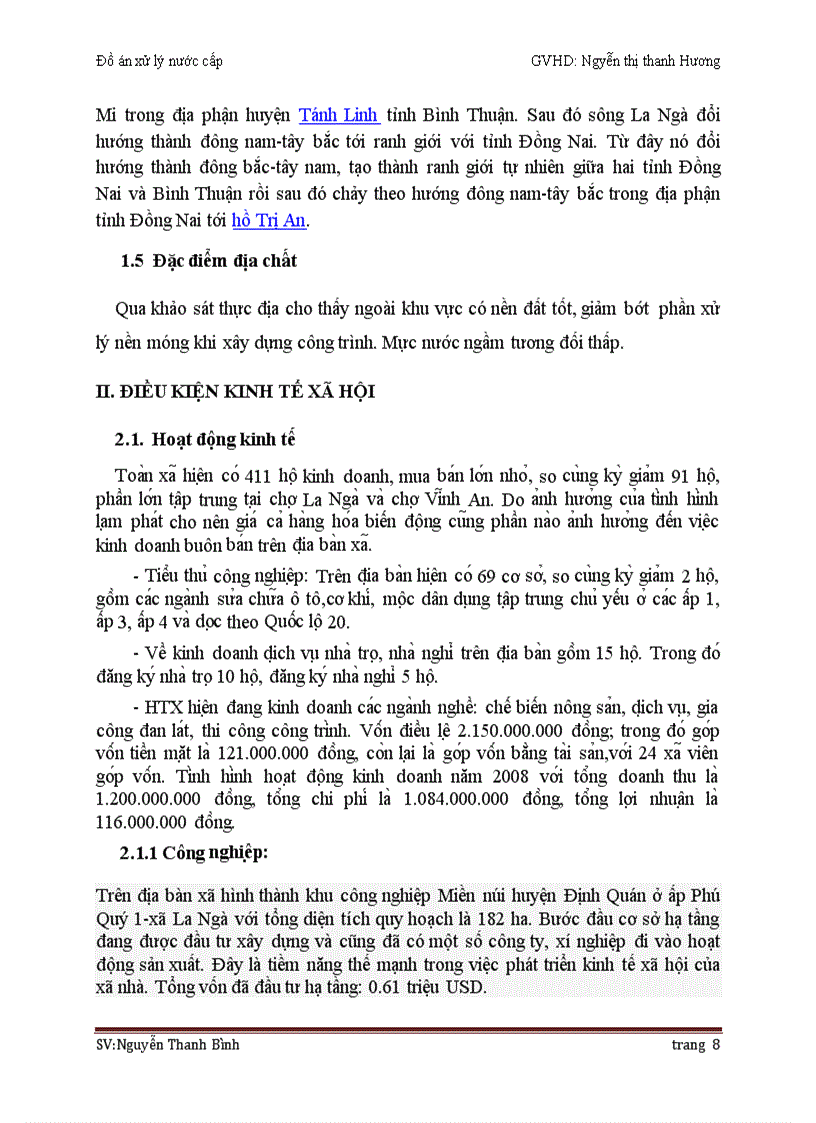 image for page Thiết kế và xây dựng trạm xử lý nước cấp nhằm đảm bảo cung cấp đủ nước sạch cho nhu cầu dùng nước đến năm 2020 của người dân xã La Ngà huyện Định Quán Tỉnh Đồng Nai