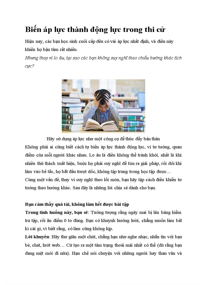 image for page Biến áp lực thành động lực trong thi cử