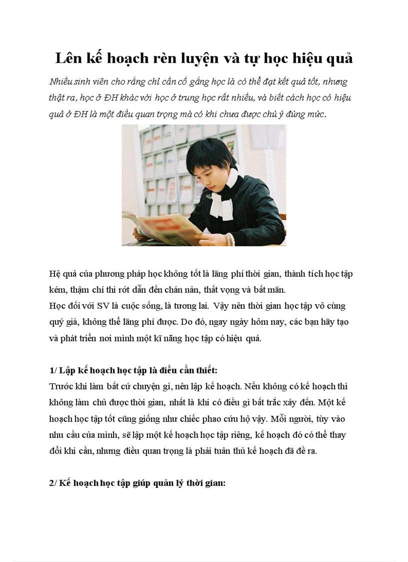 image for page Lên kế hoạch rèn luyện và tự học hiệu quả