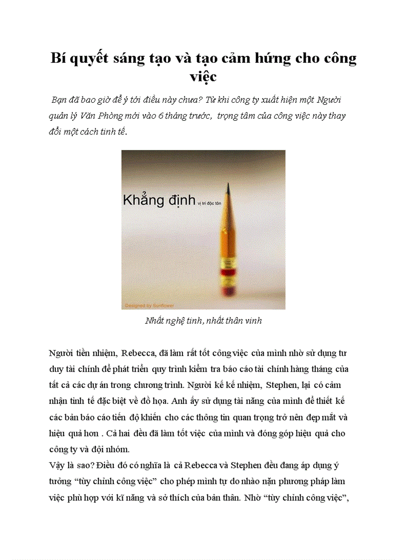 image for page Bí quyết sáng tạo và tạo cảm hứng cho công việc