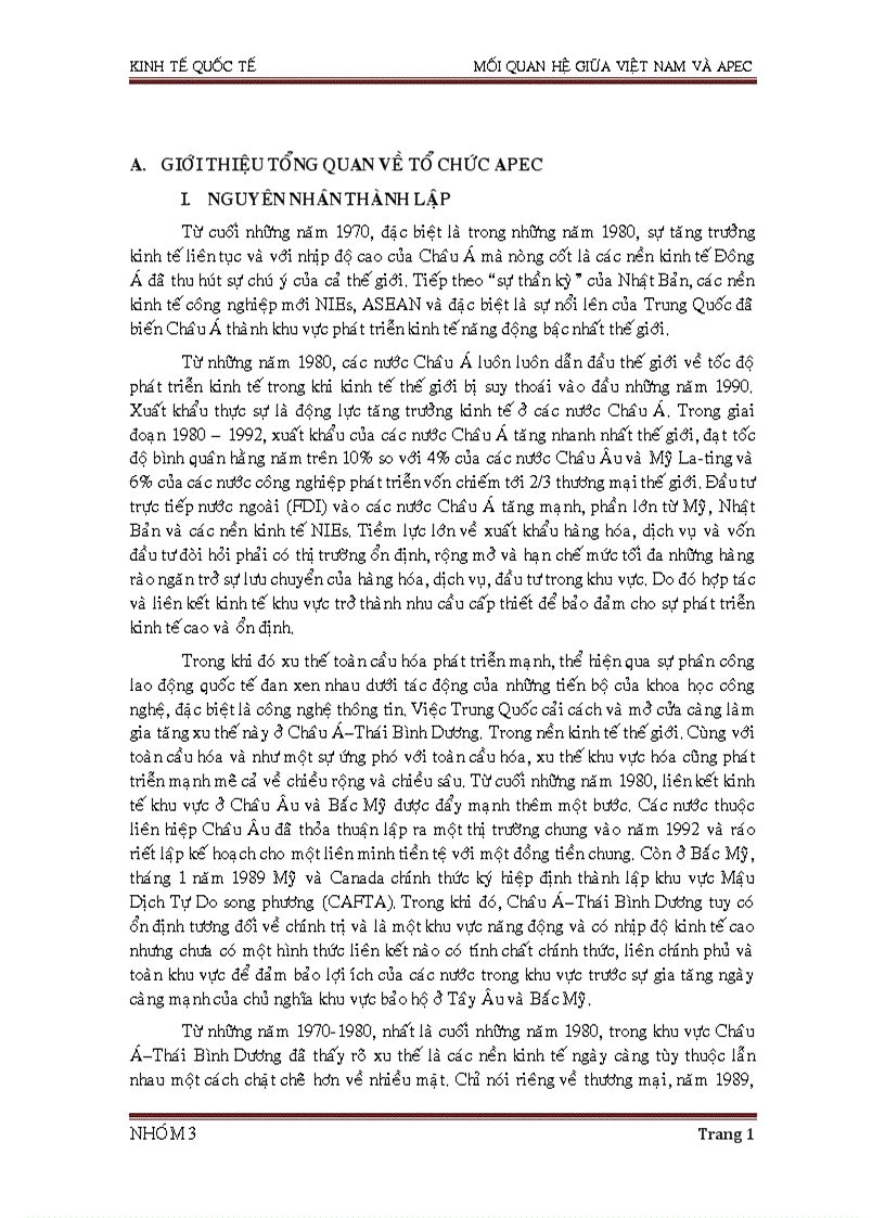 image for page Kinh tế quốc tê Mối quan hệ của Việt Nam với APEC