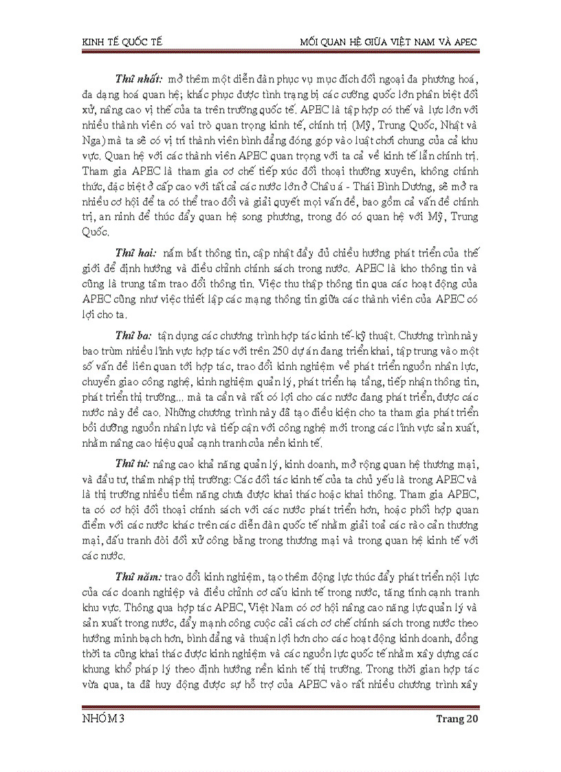 image for page Kinh tế quốc tê Mối quan hệ của Việt Nam với APEC