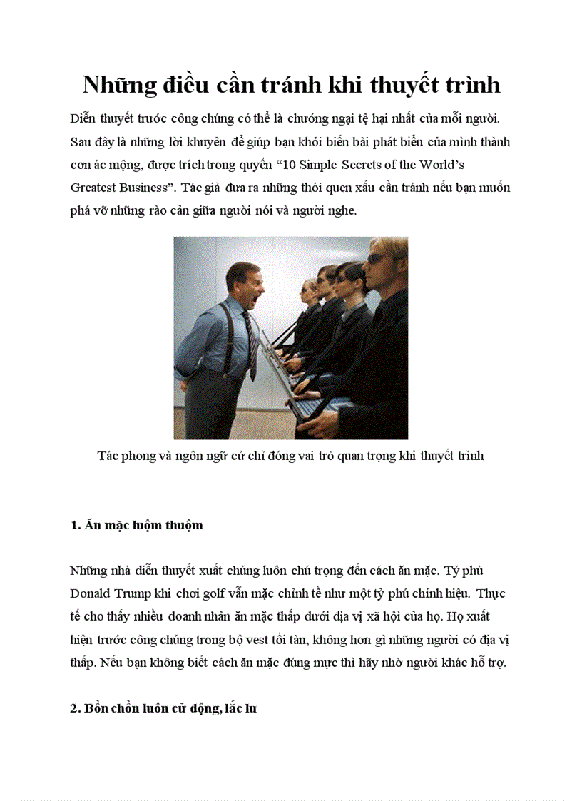 image for page Những điều cần tránh khi thuyết trình