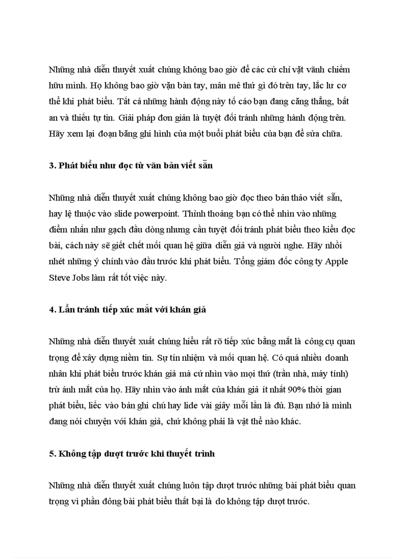 image for page Những điều cần tránh khi thuyết trình