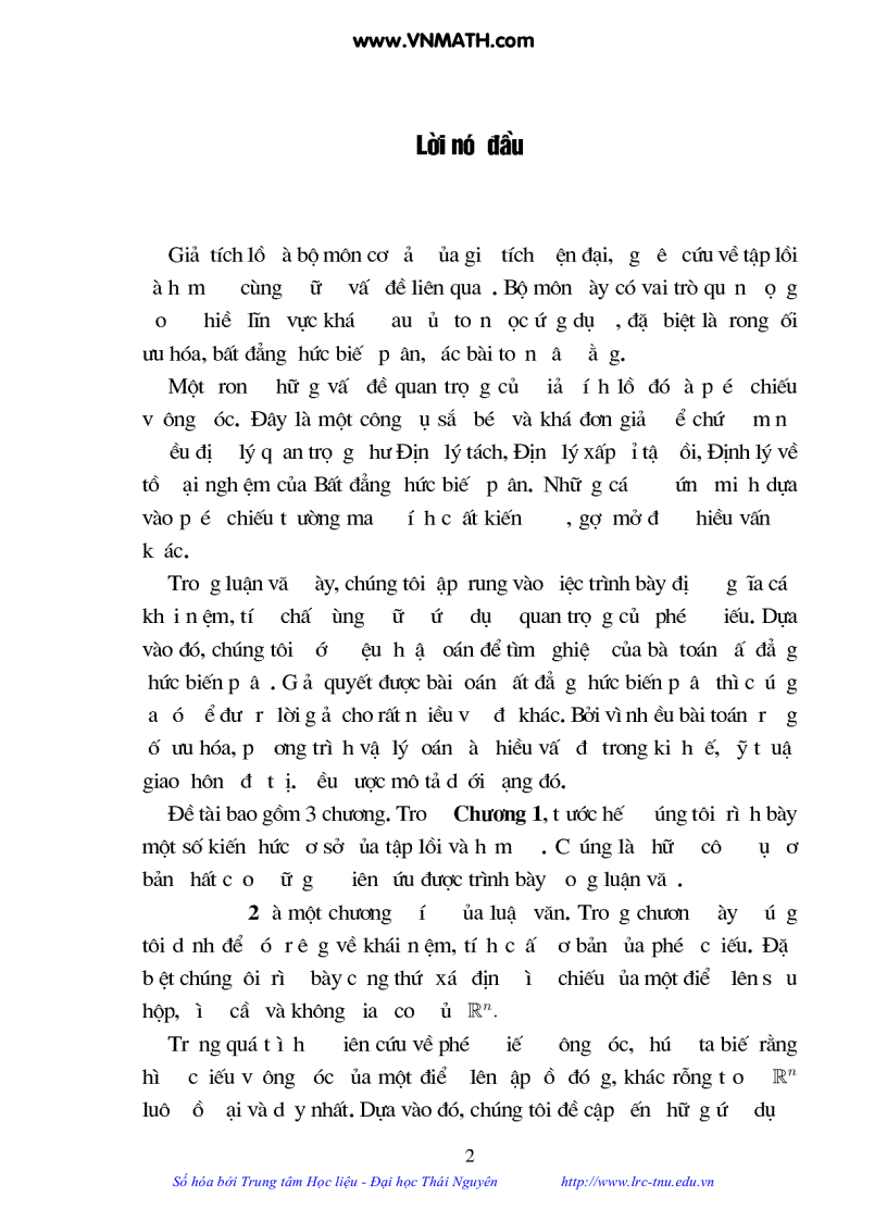 image for page Luận Văn Thạc sĩ Toán Phép chiếu vuông góc và ứng dụng