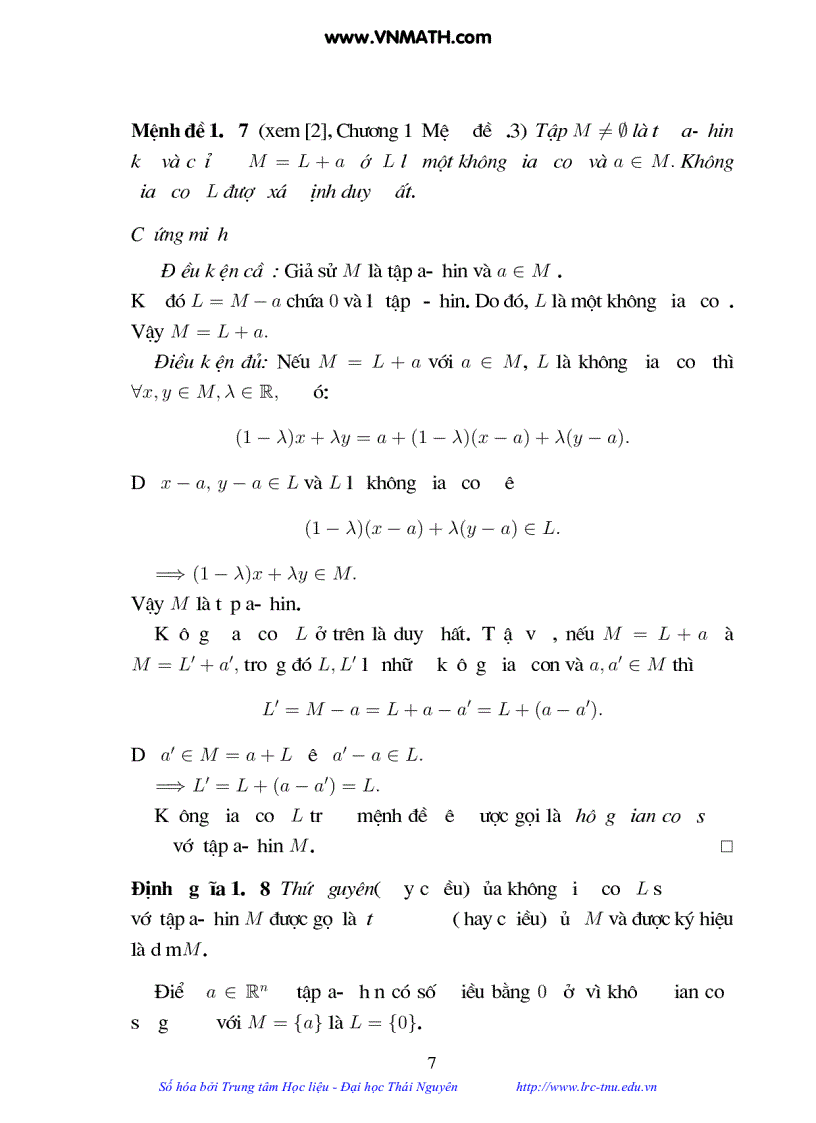 image for page Luận Văn Thạc sĩ Toán Phép chiếu vuông góc và ứng dụng