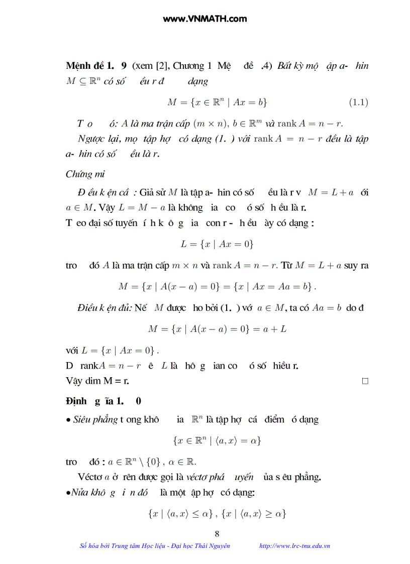 image for page Luận Văn Thạc sĩ Toán Phép chiếu vuông góc và ứng dụng