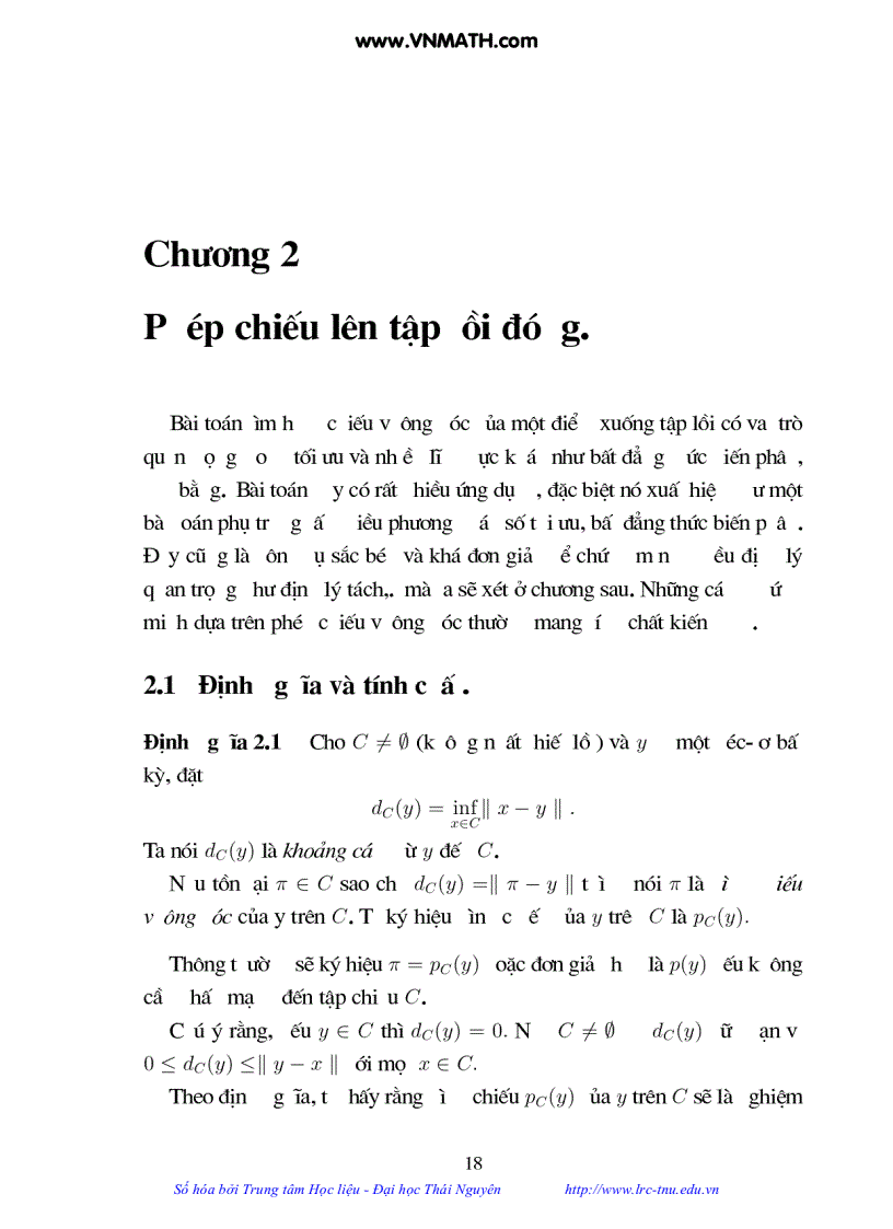 image for page Luận Văn Thạc sĩ Toán Phép chiếu vuông góc và ứng dụng
