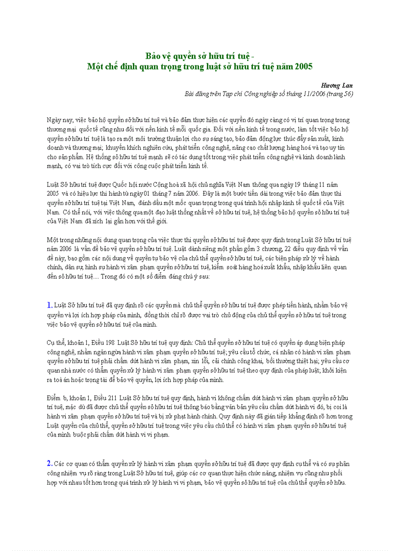 image for page Bảo vệ quyền sở hữu trí tuệ Một chế định quan trọng trong luật sở hữu trí tuệ năm 2005