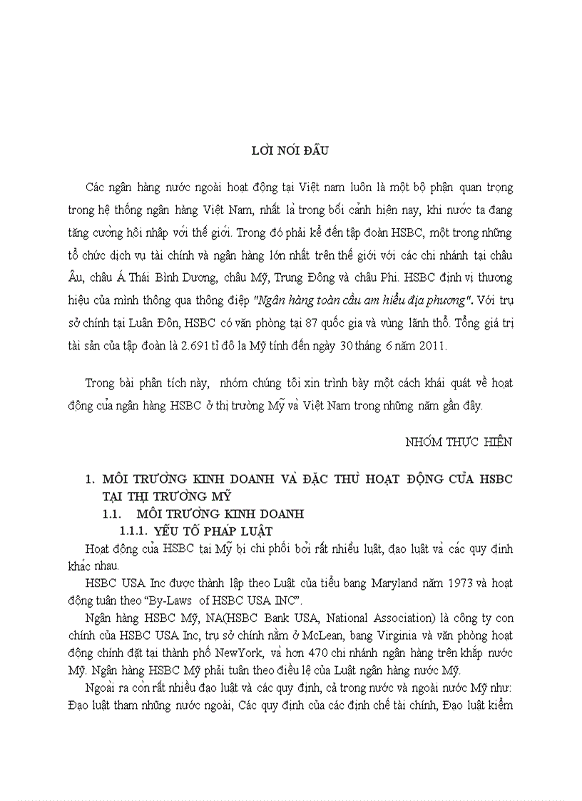 image for page Hoạt động của ngân hàng HSBC ở thị trường Mỹ và Việt Nam