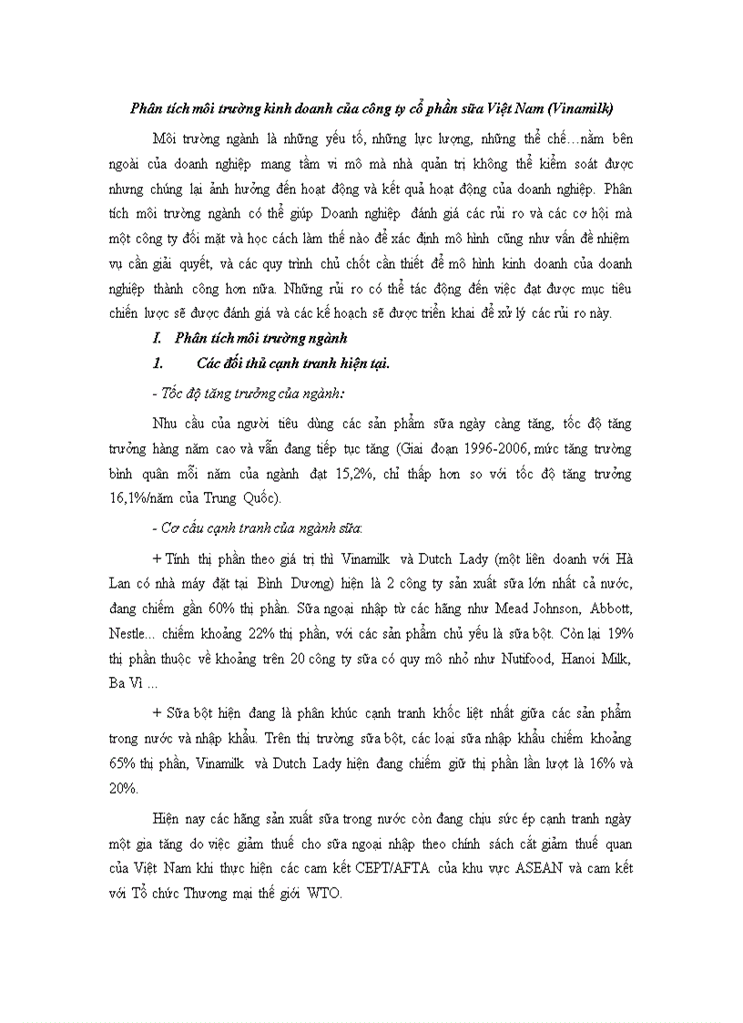 image for page Phân tích môi trường ngành của công ty sữa Vinamilk