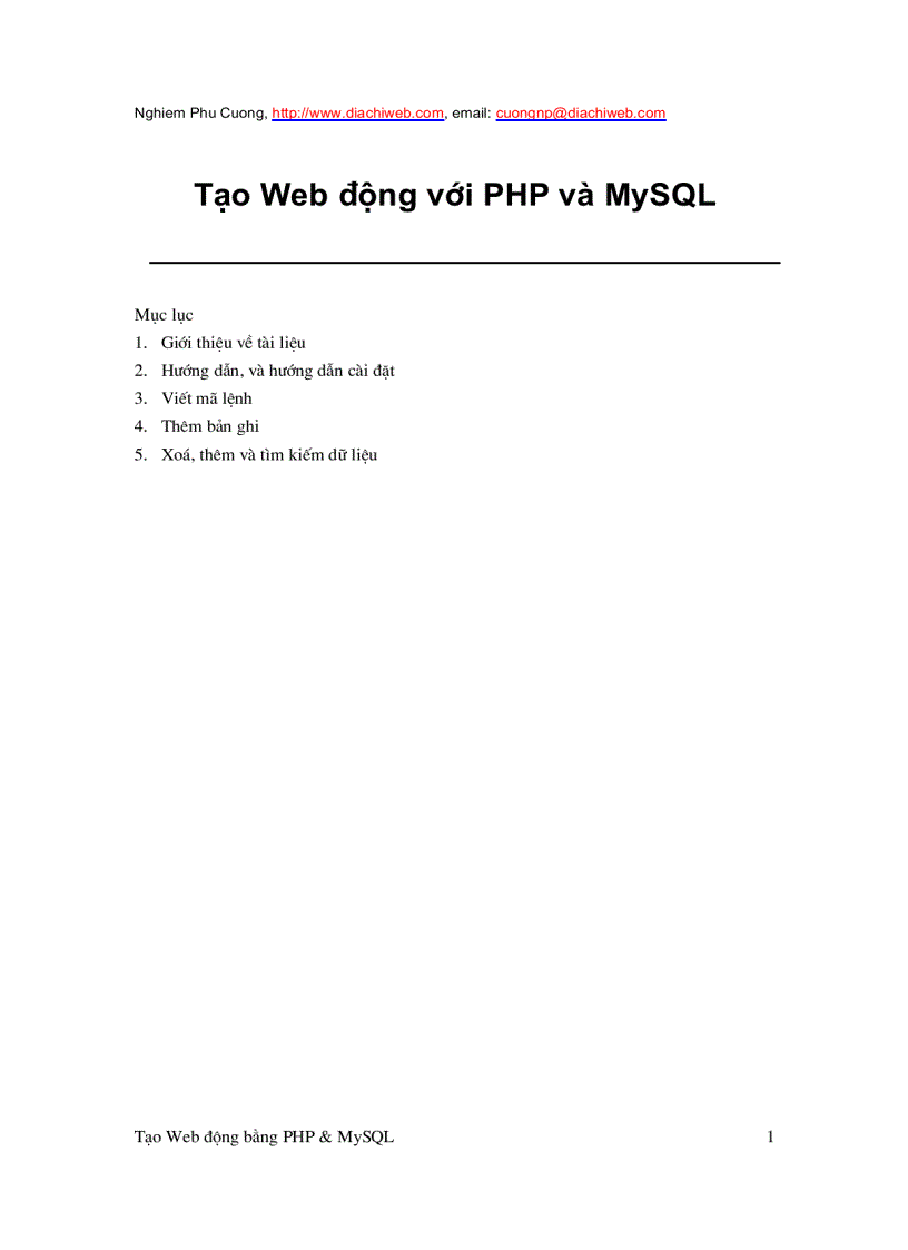 Tạo Web Động Với PHP Và SQL