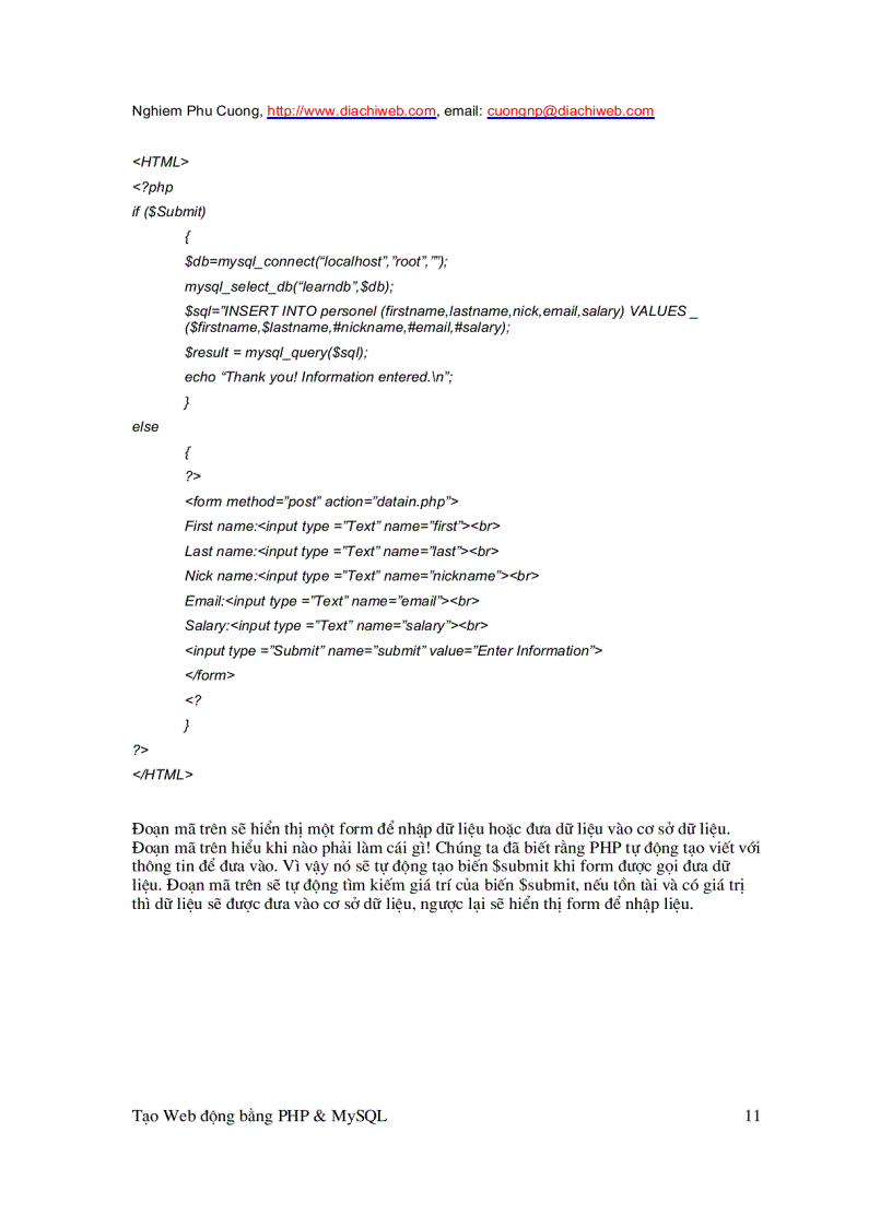 image for page Tạo Web Động Với PHP Và SQL