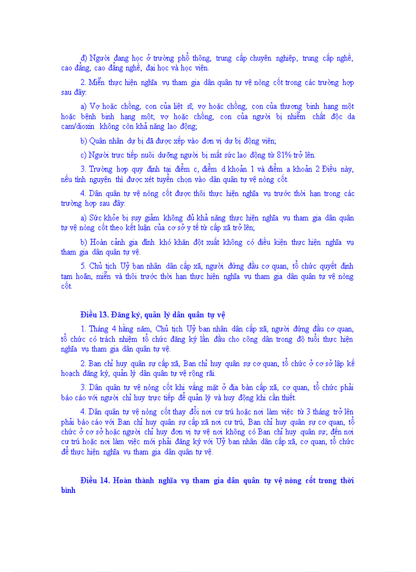 image for page Luật dân quân quân tự vệ năm 2009