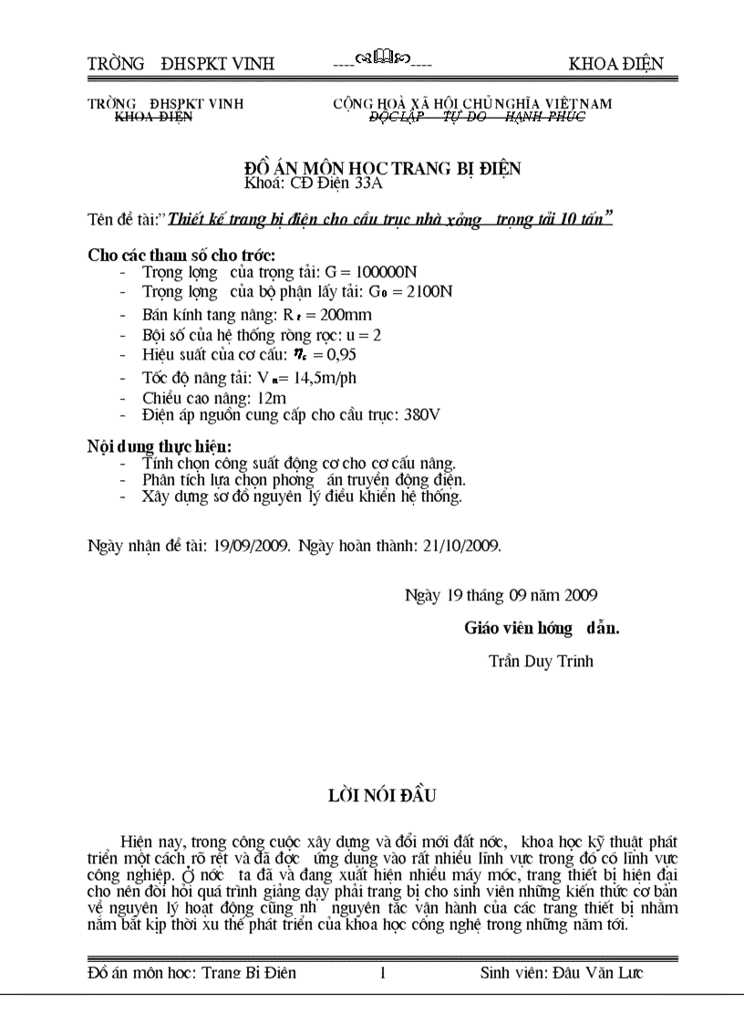 image for page Thiết kế trang bị điện cho cầu trục nhà xưởng trọng tải 10 tấn