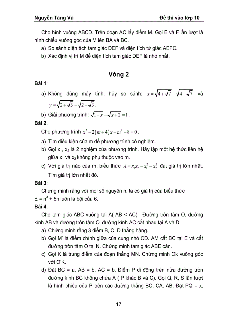 image for page ĐỀ TOÁN THI VÀO LỚP 10 của trừong chuyên lê Hồng Phong