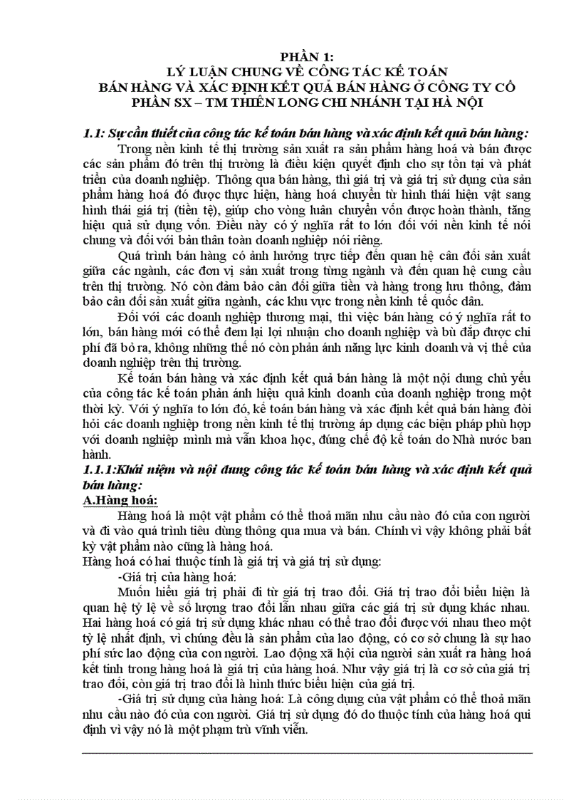 Luận văn Kế toán thành phẩm bán hàng và xác định kết quả bán hàng