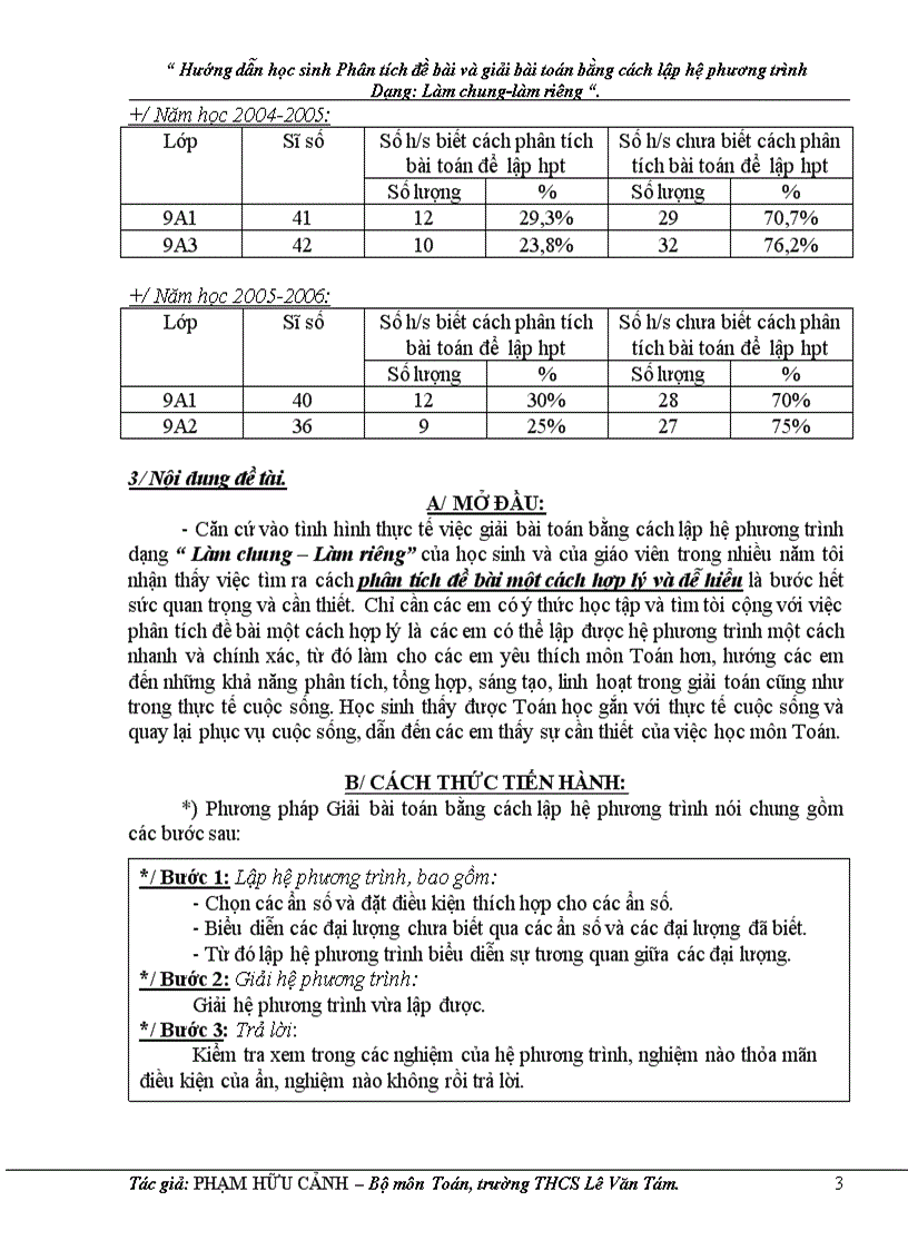 image for page Hướng dẫn học sinh phân tích đề bài và giải bài toán bằng cách lập hệ phương trình dạng làm chung làm riêng
