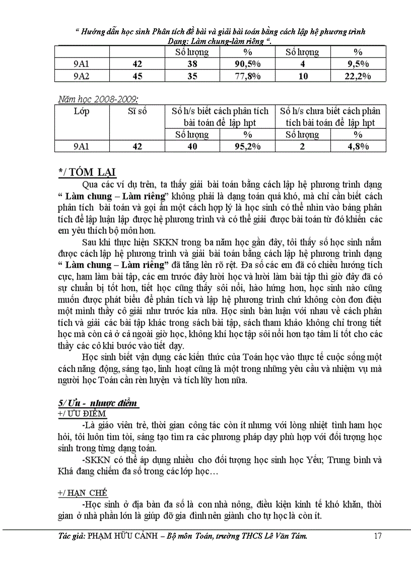 image for page Hướng dẫn học sinh phân tích đề bài và giải bài toán bằng cách lập hệ phương trình dạng làm chung làm riêng